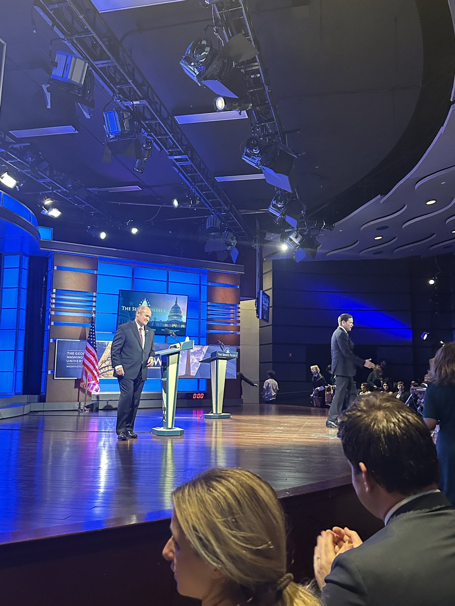 jeb223's tweet photo. Really struck by the thoughtful intelligence on display at #TheSenateProject debate between @ChrisCoons and @marcorubio, moderated by @edokeefe. Thank you @BPC_Bipartisan, @CBSNews, @EMKInstitute, @OrrinHatch Foundation, and #GeorgeWashingtonUniversity for creating this forum. https://t.co/Ha2eFSwZH0