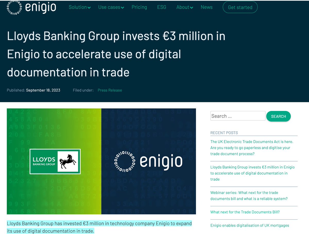 UtilityTheory's tweet image. #Enigio + Lloyds Banking Group Utilizing $XDC #DLT  for their Digital Document Infrastructure. 

If only more than 2000 citizens saw my deep research video on this topic in aug 2022!

youtube.com/watch?v=bL0PEC…