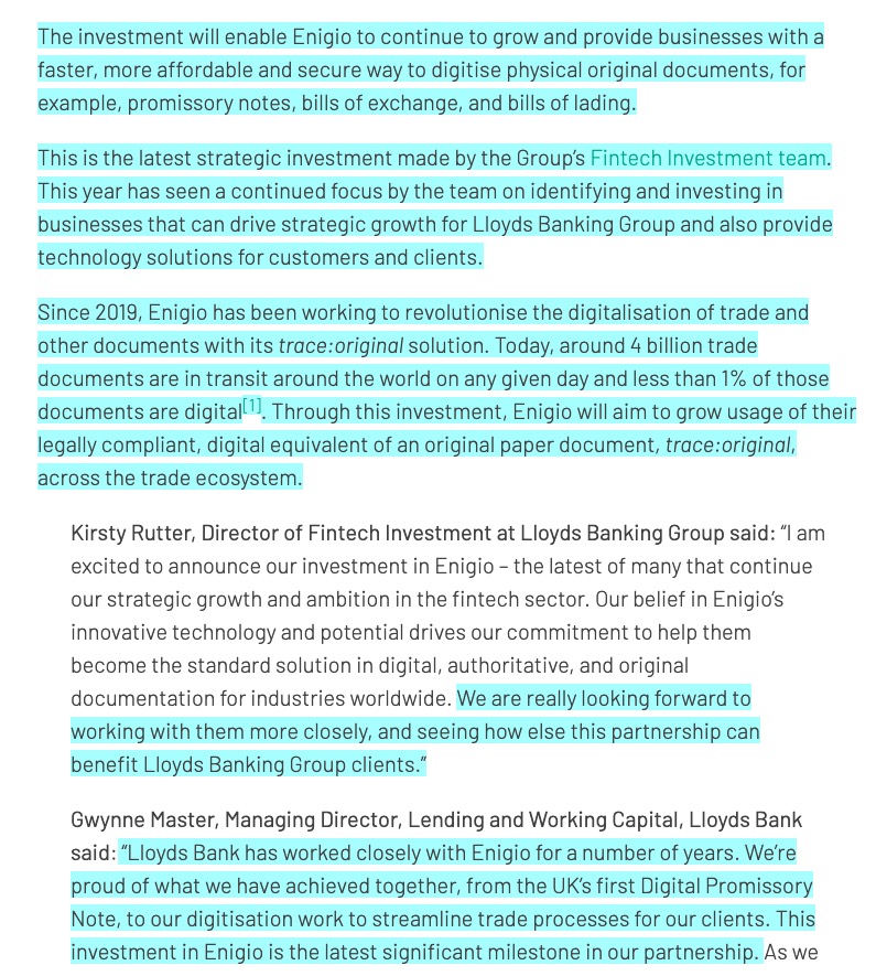 UtilityTheory's tweet image. #Enigio + Lloyds Banking Group Utilizing $XDC #DLT  for their Digital Document Infrastructure. 

If only more than 2000 citizens saw my deep research video on this topic in aug 2022!

youtube.com/watch?v=bL0PEC…