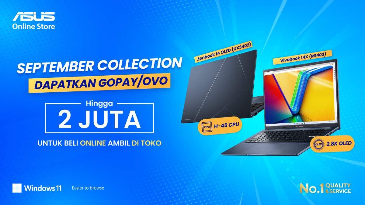ASUS_Indonesia's tweet photo. Zenbook 14 OLED dan Vivobook 14X yang sudah dilengkapi dengan Windows 11 siap diboyong nih untuk kamu yang pengen banget punya laptop baru ๐
Dapetin diskon hingga 2 Juta loh! Asik banget kan ๐
Belanja sekarang juga di ASUS Online Store!
#ASUSID #ASUSOnlineStoreID #Windows11 https://t.co/k8xNapehLQ