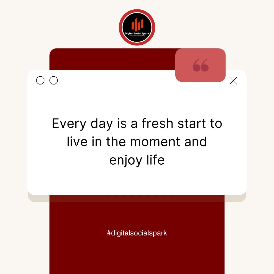 Everyday is a fresh start to live in the moment and enjoy life 😉 😇 #freshday #dayvibe #digitalsocialspark #digitalmarketing