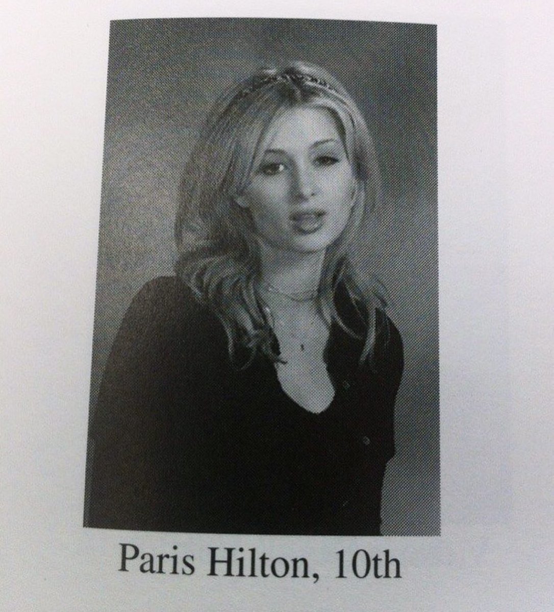 PopCulture2000s's tweet image. paris hilton’s 10th grade yearbook picture