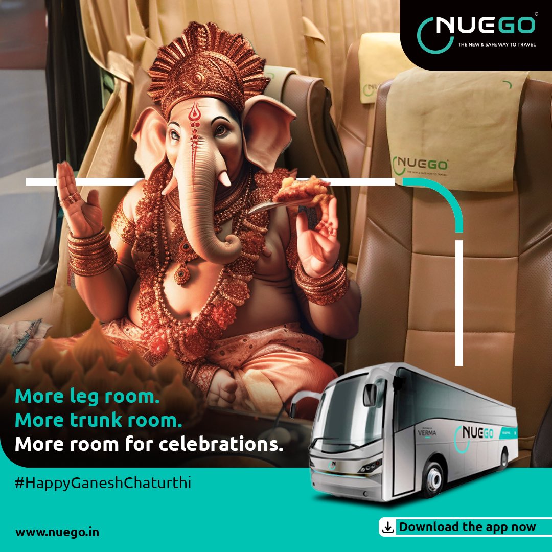 nuegoindia's tweet photo. Got a bag full of modaks? Thereβs enough luggage space too!
#GaneshChaturthi2023 #GaneshChaturthi #Festival #Nuego #NuegoBus #EV #Bus https://t.co/8C3xOKHdUm