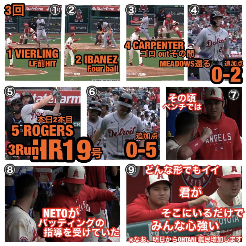 Pedro12715248's tweet photo. エンゼルス3-5タイガース2023/9/18(日本時間)#ShoheiOhtani #RandalGrichuk #JakeRogers https://t.co/aVsG0vrENN