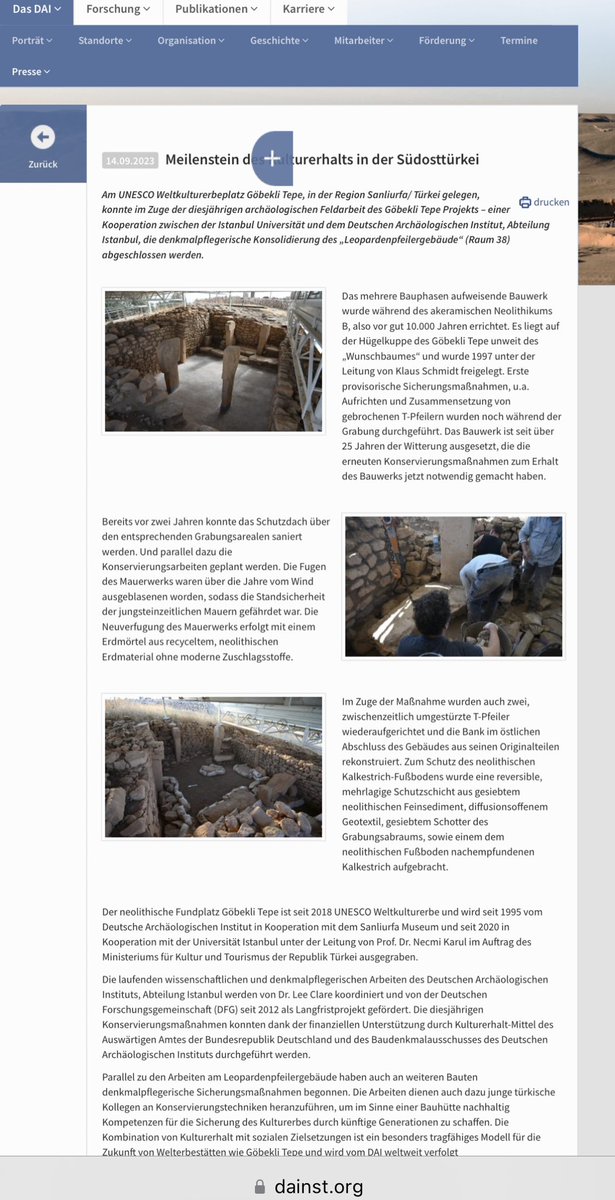 DAI de bir iki fotoğraf ve kısa rapor paylaşmış, şurda dursun. Alıntı “neolithischen Fußboden nachempfundenen Kalkestrich aufgebracht.”