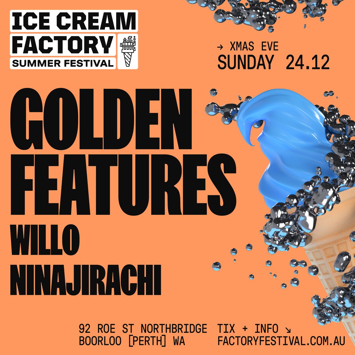 Perth u down to rave on Xmas eve or nah? Tickets: goldenfeatures.com/tour ft. @ninajirachi & Willo