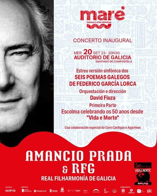 Este mércores 20 teremos a sorte de colaborar de novo con Amancio Prada no concerto inaugural do festival @cantosnamare_  presentando por 1a vez coa Rea Filharmonía de Galicia a versión sinfónica dos Seis Poemas Galegos de Lorca. 
#cantigaseagarimos
