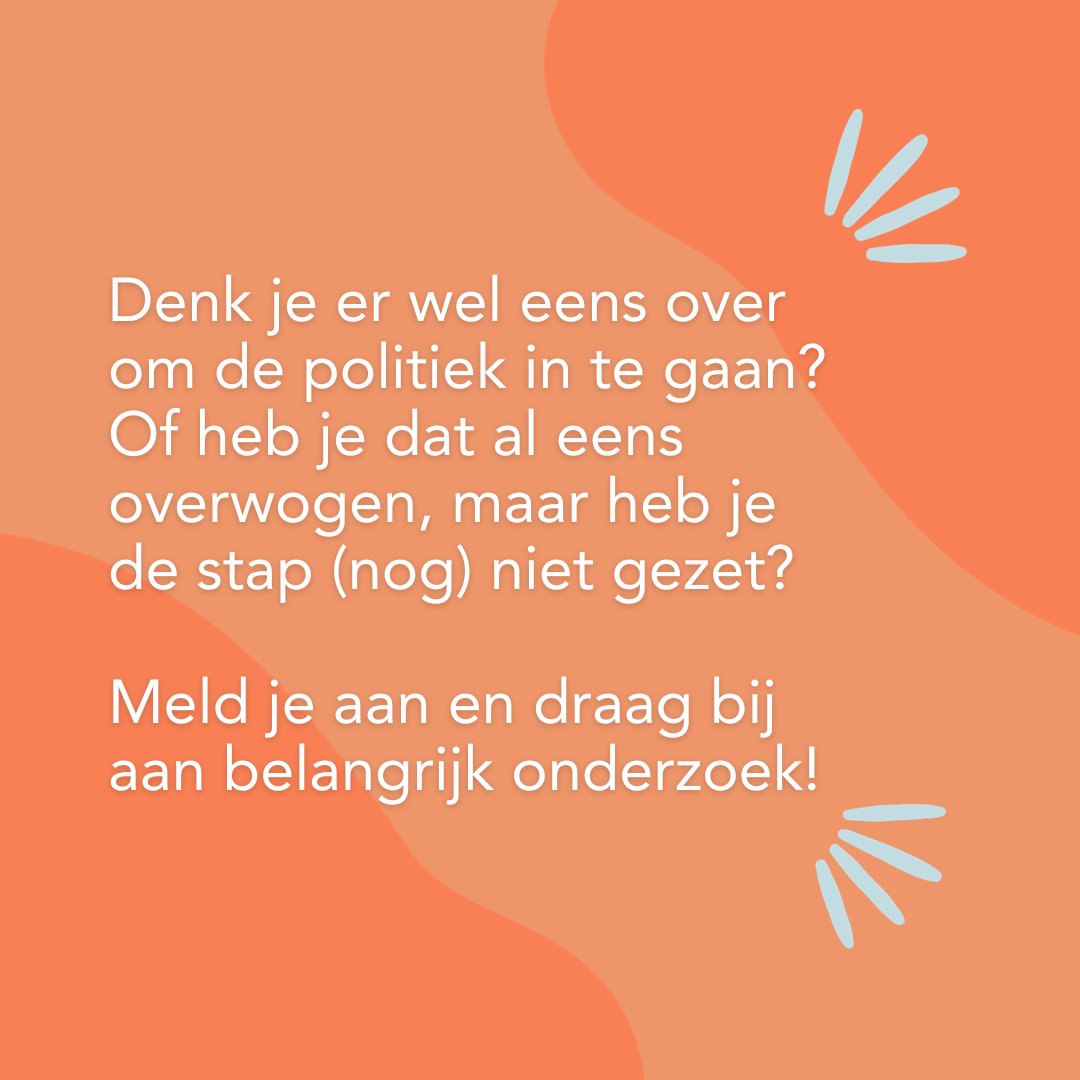 📣Gezocht: Deelnemers Focusgroep 
Denk je er wel eens over om de politiek in te gaan? Of heb je dat al eens overwogen, maar heb je de stap (nog) niet gezet? We doen onderzoek naar wat vrouwen wel en niet motiveert om de politiek in te gaan. Meld je aan forms.office.com/e/ncJJgcEVbd 1/2
