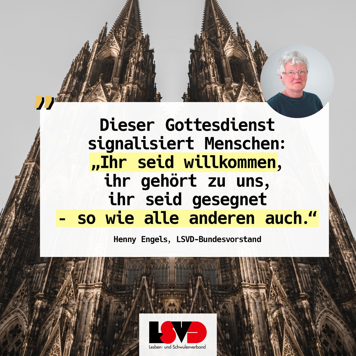 #Liebe kennt kein Geschlecht!
Wir begrüßen die morgige Protest-Segnungsfeier für gleichgeschlechtliche Paare vor dem Kölner Dom und verurteilen Kardinal Woelkis Maßregelung eines Pfarrers nach der Segnung homosexueller Paare
👉 Hintergrund: lsvd.de/de/ct/10263-Li… #kirche #lsbtiq