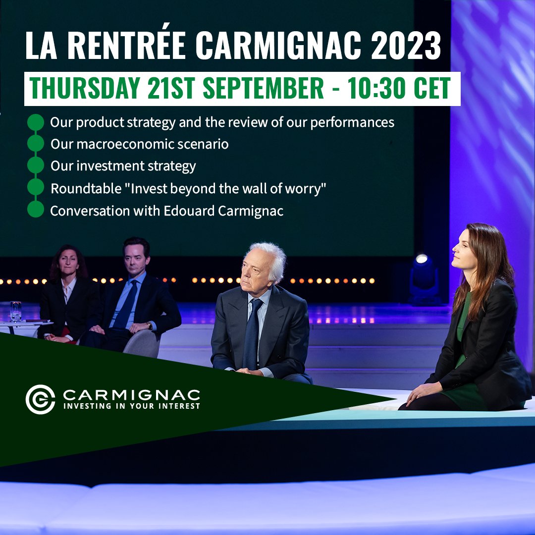 📢 Register → bit.ly/3Z4a8ek
We are pleased to invite you to our next global digital conference, La Rentrée Carmignac, which will take place on Thursday 21st September, 2023.
 
#LaRentréeCarmignac2023