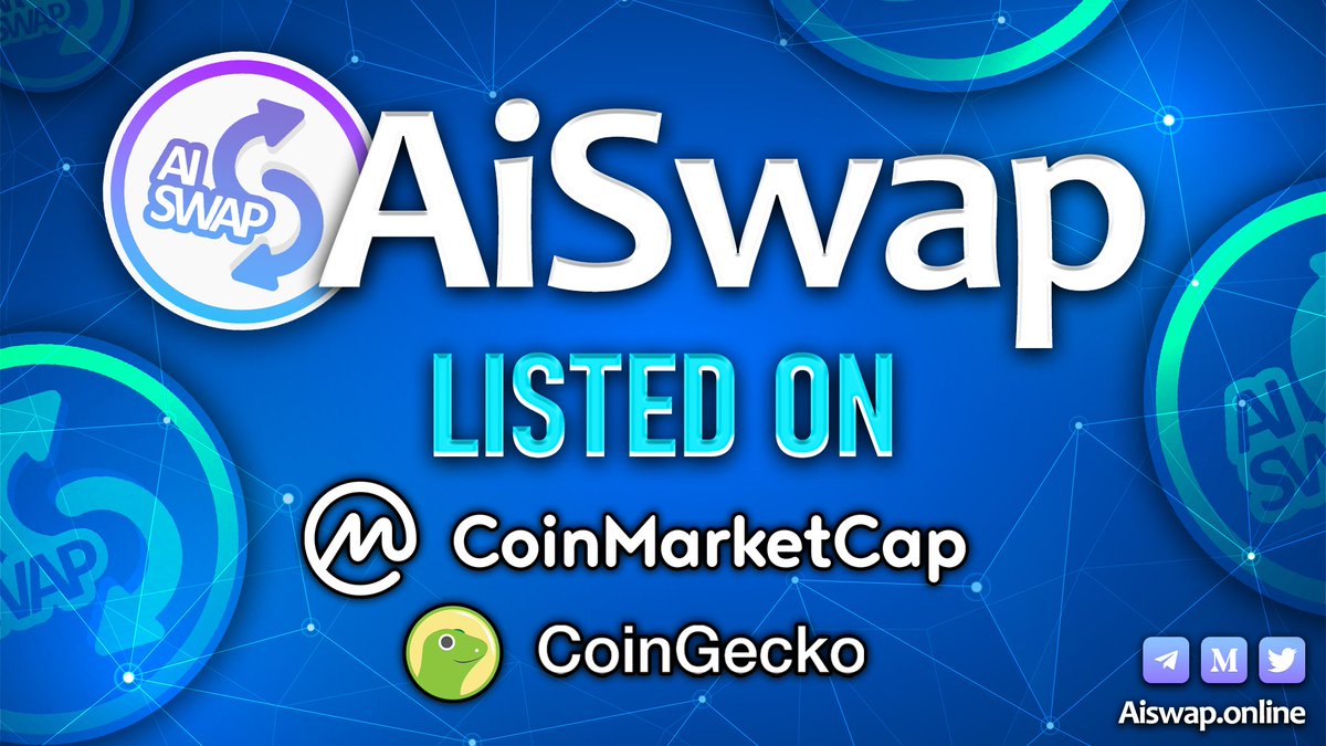 AiSwap (@aiswapp) on Twitter photo AISwap is Now on <a href="/CoinMarketCap/">CoinMarketCap</a>!
We're thrilled to announce that big step step for our community.
- aiswap.online
- t.me/AISwapp
- coinmarketcap.com/currencies/ais…
#Crypto #SwapsAI AISwap is Now on <a href="/CoinMarketCap/">CoinMarketCap</a>!
We're thrilled to announce that big step step for our community.
- aiswap.online
- t.me/AISwapp
- coinmarketcap.com/currencies/ais…
#Crypto #SwapsAI