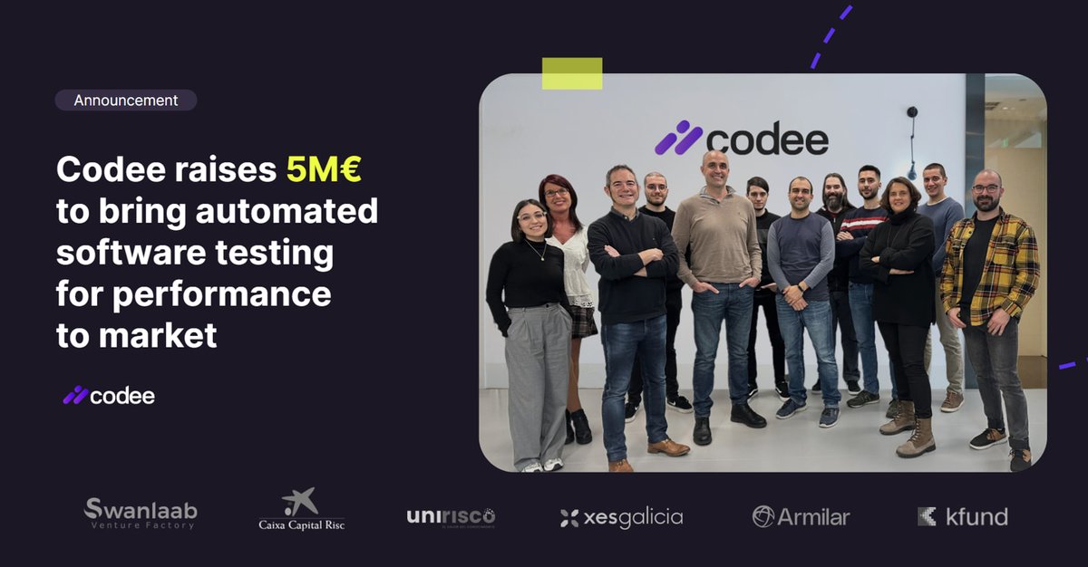 Codee (@codee_com) on Twitter photo 🚀Exciting news!
Codee raises 5M€ in a #funding round led by <a href="/Swanlaab/">Swanlaab Venture Factory</a> Venture Factory. It also features the continued support of current investors <a href="/CaixaCR/">Caixa Capital Risc</a>, <a href="/uniriscovc/">Unirisco</a>, Xesgalicia, <a href="/armilarvp/">Armilar</a>, and <a href="/Kfundvc/">Kfund</a> .
🔗Read more: codee.com/codee-raises-5…
#software #performance 🚀Exciting news!
Codee raises 5M€ in a #funding round led by <a href="/Swanlaab/">Swanlaab Venture Factory</a> Venture Factory. It also features the continued support of current investors <a href="/CaixaCR/">Caixa Capital Risc</a>, <a href="/uniriscovc/">Unirisco</a>, Xesgalicia, <a href="/armilarvp/">Armilar</a>, and <a href="/Kfundvc/">Kfund</a> .
🔗Read more: codee.com/codee-raises-5…
#software #performance