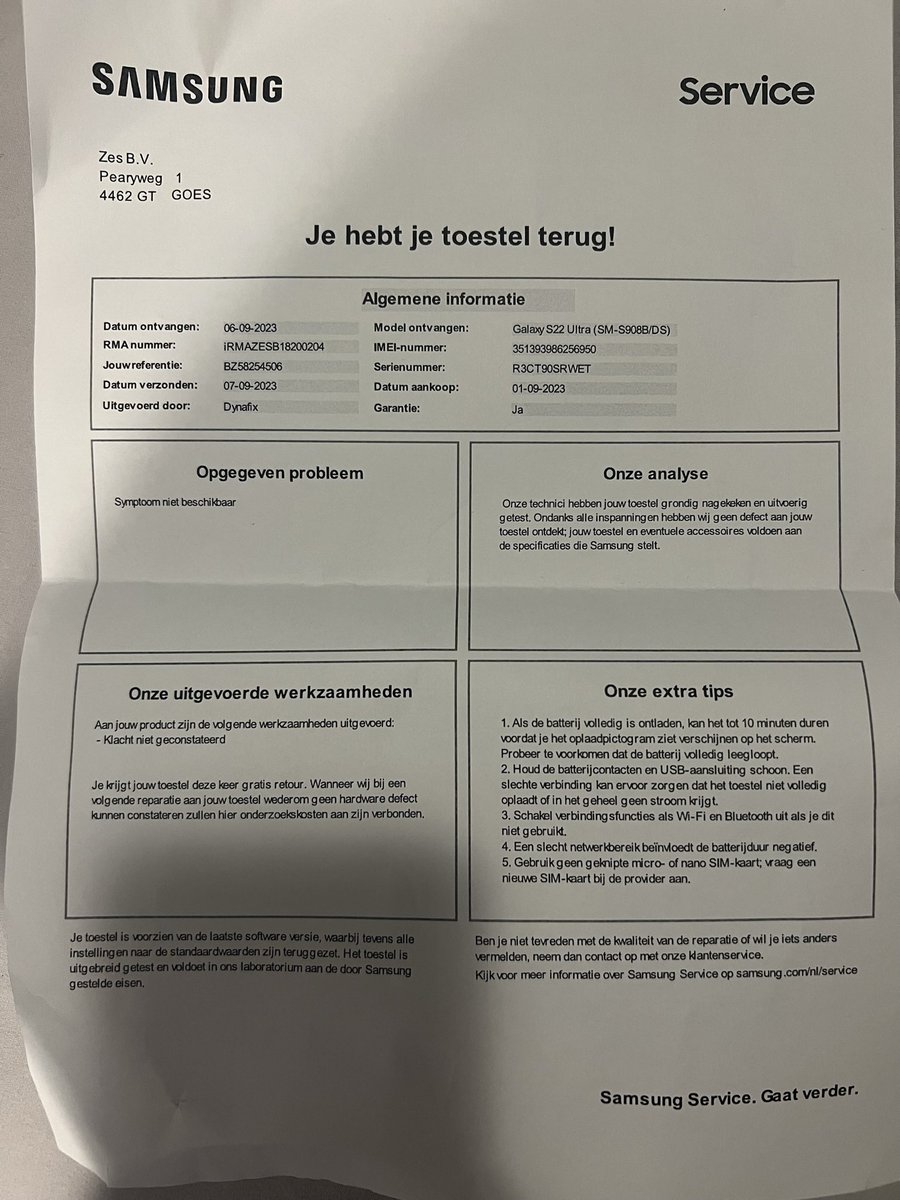 LifeOfJipke's tweet photo. @SamsungNL @SamsungNL 1-9 opgestuurd 12-9 retour gekregen zonder iets te hebben gedaan. https://t.co/YD6cMtoF9G