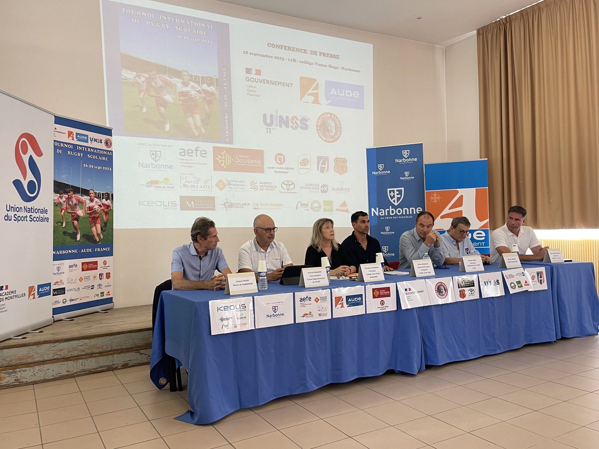 🤜🤜🏿 Tournoi international de rugby scolaire🏉🏉 
#narbonne #unss <a href="/MontpellierUNSS/">UNSS_Montpellier</a> #departementdelaude  <a href="/aefeinfo/">AEFE</a> @collegevictorhugo 
Conférence de presse 👍#independant 
Tout est prêt💪