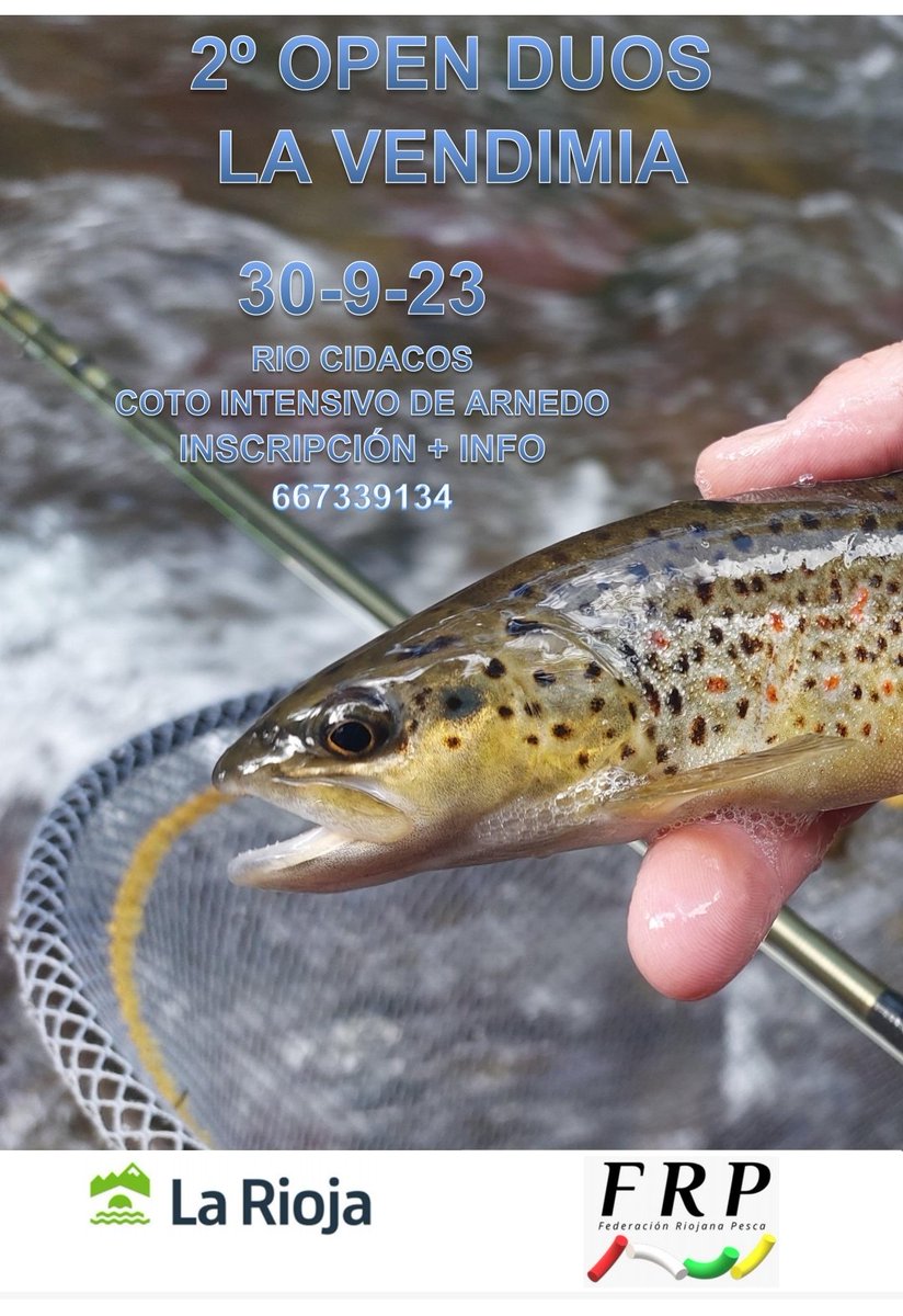 FRiojanadePesca's tweet photo. Próximo campeonato de pesca, II Open por parejas "La vendimia " se celebrará en el coto intensivo de Arnedo. https://t.co/UcwKEOVYHC