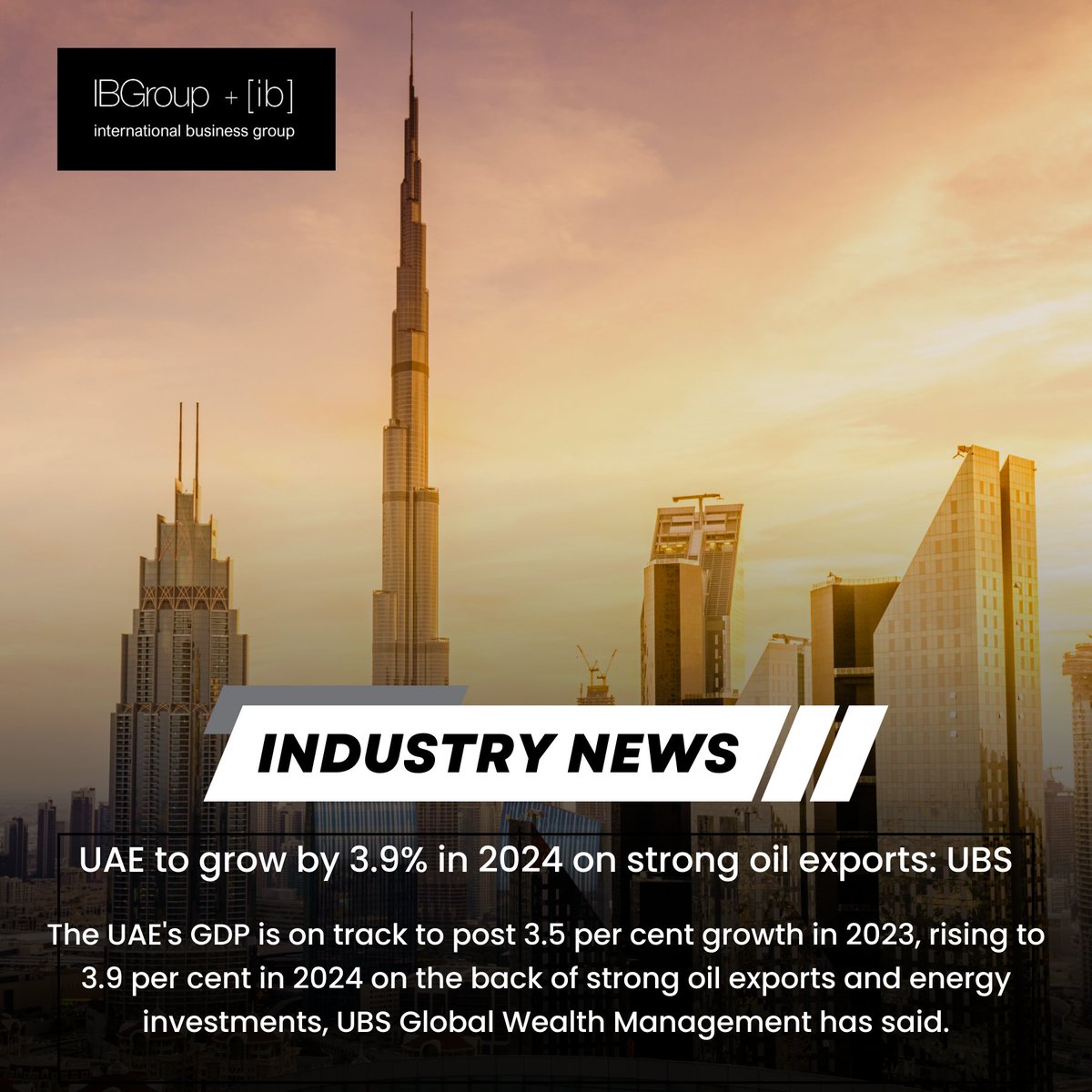 Exciting news for the UAE economy! 📈🌟

According to UBS, the UAE is projected to grow by 3.9% in 2024, driven by robust oil exports. 🛢️Prosperity on the horizon!

#uaeeconomy #growthforecast #ubsinsights #ibgroup #internationalbusiness #globalgrowth