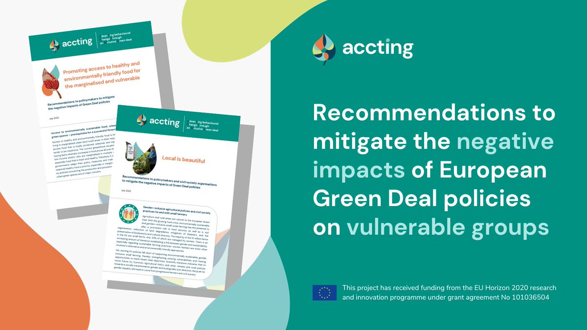 📢 The new @ACCTING_EU factsheets support policymakers, employers, and CSOs in understanding the effects of #EUGreenDeal policies on vulnerable groups, and suggest practical recommendations to mitigate these effects. Let’s ensure no one is left behind! 👇accting.eu/recommendation…
