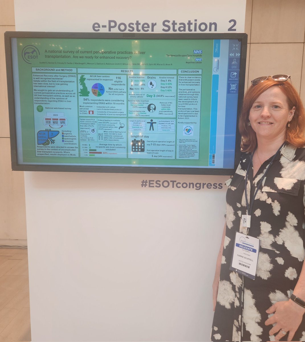 Grateful thanks to @Newcastle_NHS for supporting the sharing of our national survey findings at #ESOTcongress #Livertransplant #ERAS @NewcastleHosps @NewcastleNMAHPs @RoyalFreeNHS