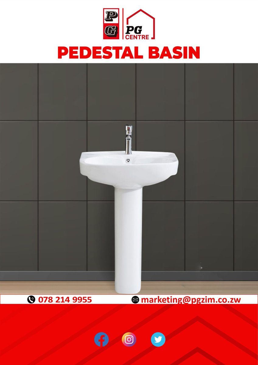 Elevate Your Bathroom Style with Our Exquisite Pedestal Basins, Perfectly Adorn Your Space at PG Centre!!
Visit us in store and at pgiz.co.zw !

#pedestalbasin
#sanitaryware
#pgcentre