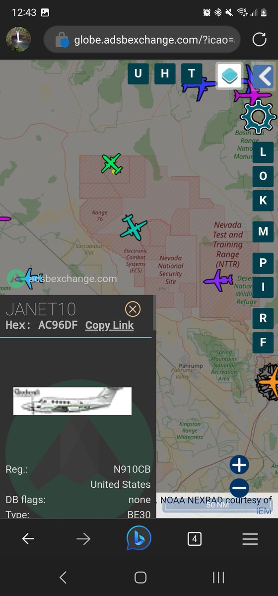 norb420's tweet photo. #AC96DF as #JANET10 Up from Tonopah Test Range KTNX. Right about the same time as #AE6E80 as #DAGGR?? Stopped its circles and started heading south. https://t.co/RM5aGVmAul