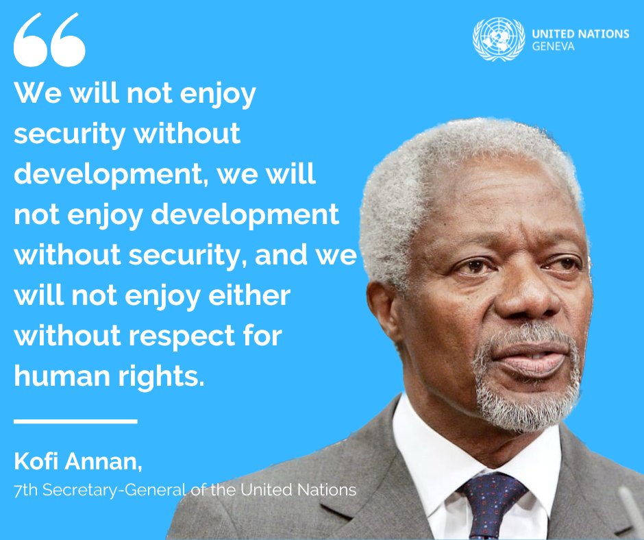 🟡'We will not enjoy security without development;

🟠We will not enjoy development without security;

🔴We will not enjoy either development or security without respect for human rights'. ~ @KofiAnnan 

#ClaimYourWaterRights #RespectWaterRights
#MakingRightsReal