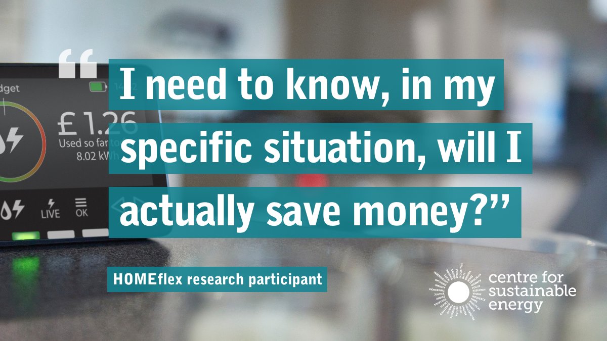 Flexible energy services can mean savings on both energy bills and carbon 💡🌍 But they rely on people being able to change when they use energy and to use new technologies. 

We’re doing research to make sure everyone is included 👉 cse.org.uk/smart-and-fair…