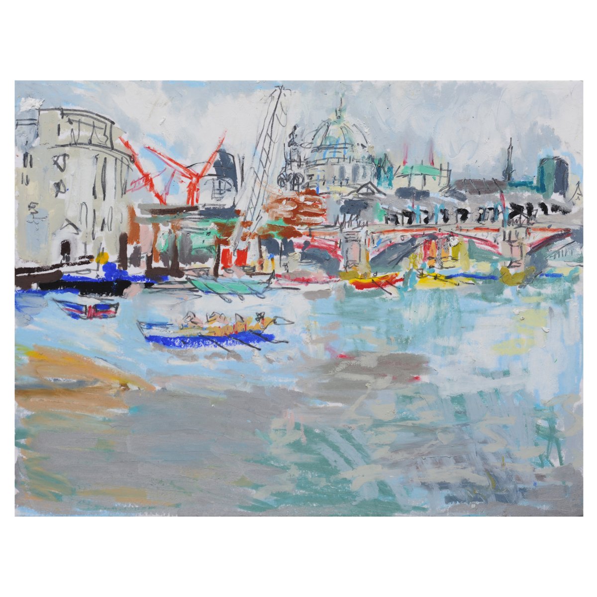 Great River Race from Gabriel's Wharf 2023, London
Oil pastel and pencils on paper
To see more of my cityscapes: LONDON: SKYLINE AND RIVER is on at the wonderful Barbican Library, 2nd floor @barbicanlibs <a href="/barbicancentre/">Barbican Centre</a>
1 - 26 September
#totallythames #totallythames2023 #barbican