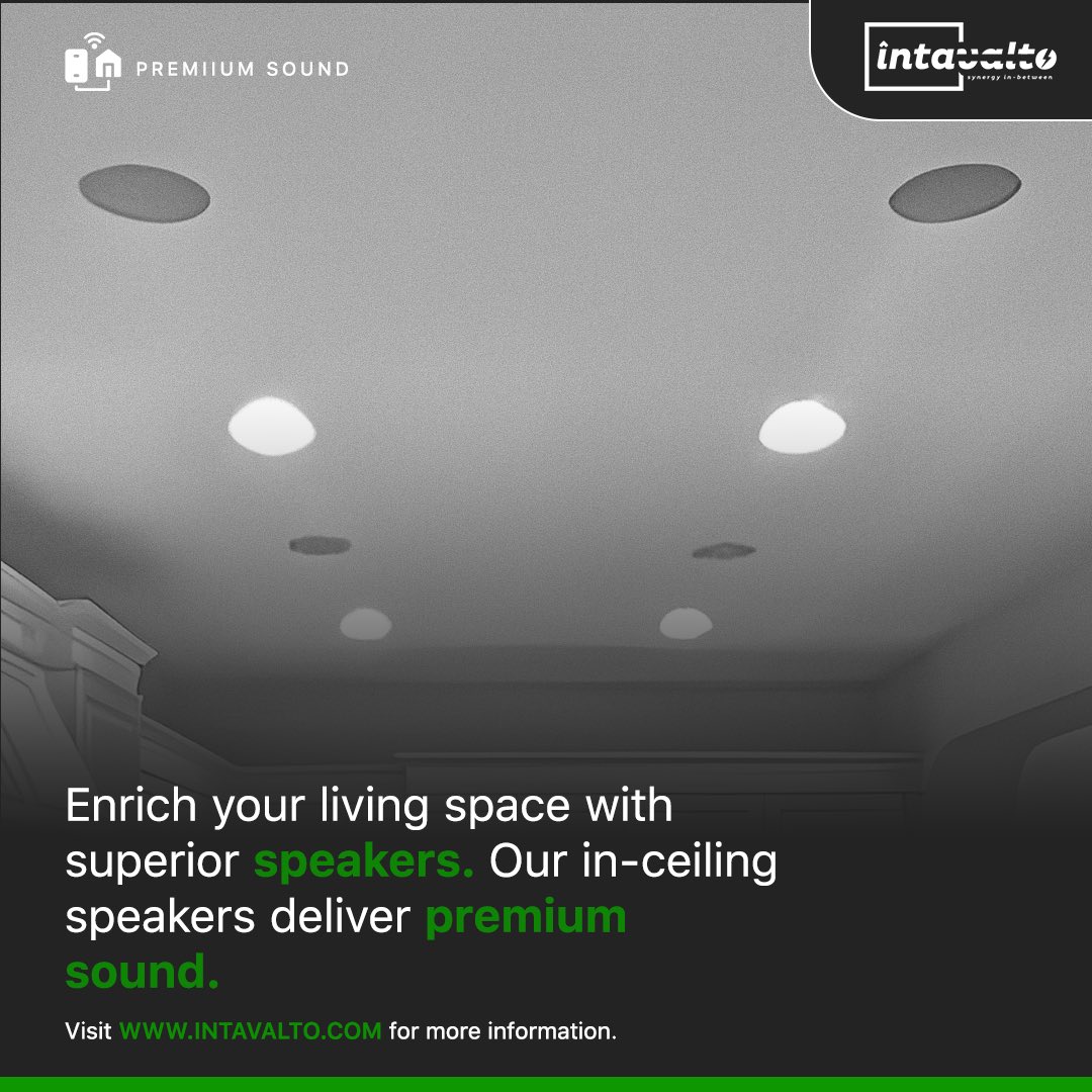 Upgrade your audio game with sleek in-ceiling speakers. Experience immersive sound that blends seamlessly with your space. Elevate your music and movie nights to a whole new level! 🎶🔊

#intavalto⚡️ #InCeilingSpeakers #sound