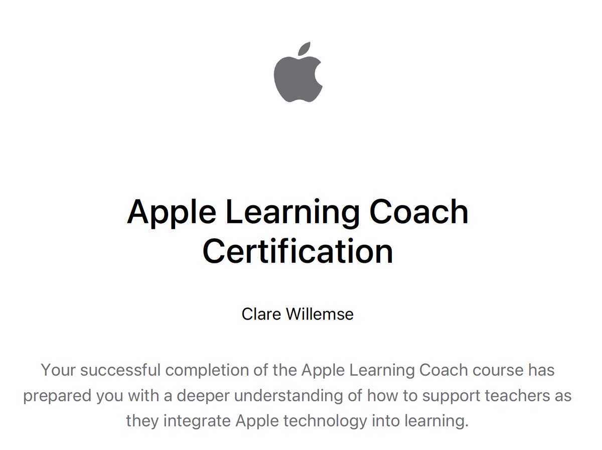 Incredibly proud! So much work went into this but so valuable and really helped me grow and build my skills of being an Instructional Coach for Technology. Big year this year! New job, new goals and challenging myself as a learner and leader. Pretty cool ☺️ #AppleLearningCoach