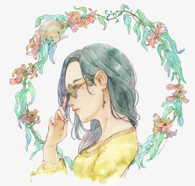 ネズミ年に描いたものでした。『ビグノニア』 シャープペンシル/Photoshop/透明水彩#illustration #創作イラスト 