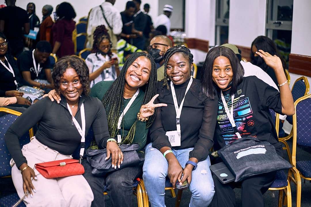 Outreachy past interns at the 1000 interns celebration in Lagos, Nigeria.