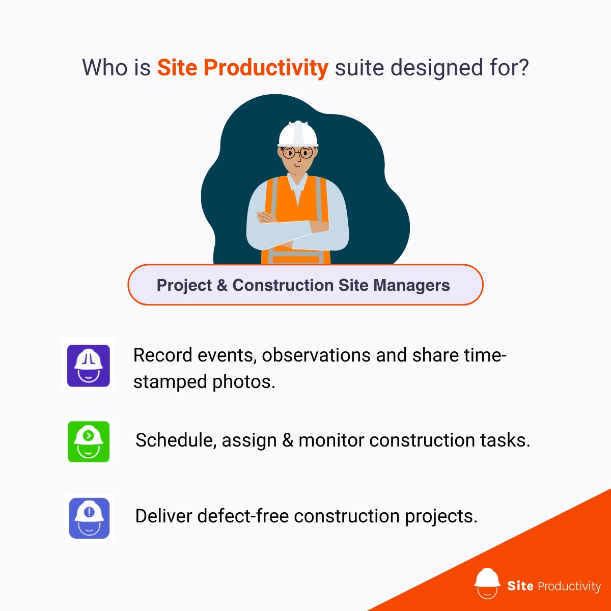 ScriptandGo_Ltd's tweet image. [Part 1]
💼 Site Productivity Suite is designed for all the stakeholders of the construction industry. Our suite consists of the applications: #SiteDiary, #SiteTask and #SiteSupervision

📱 Click here to know more - siteproductivity.com/for-whom/

#sitemanagement #constructionindustry