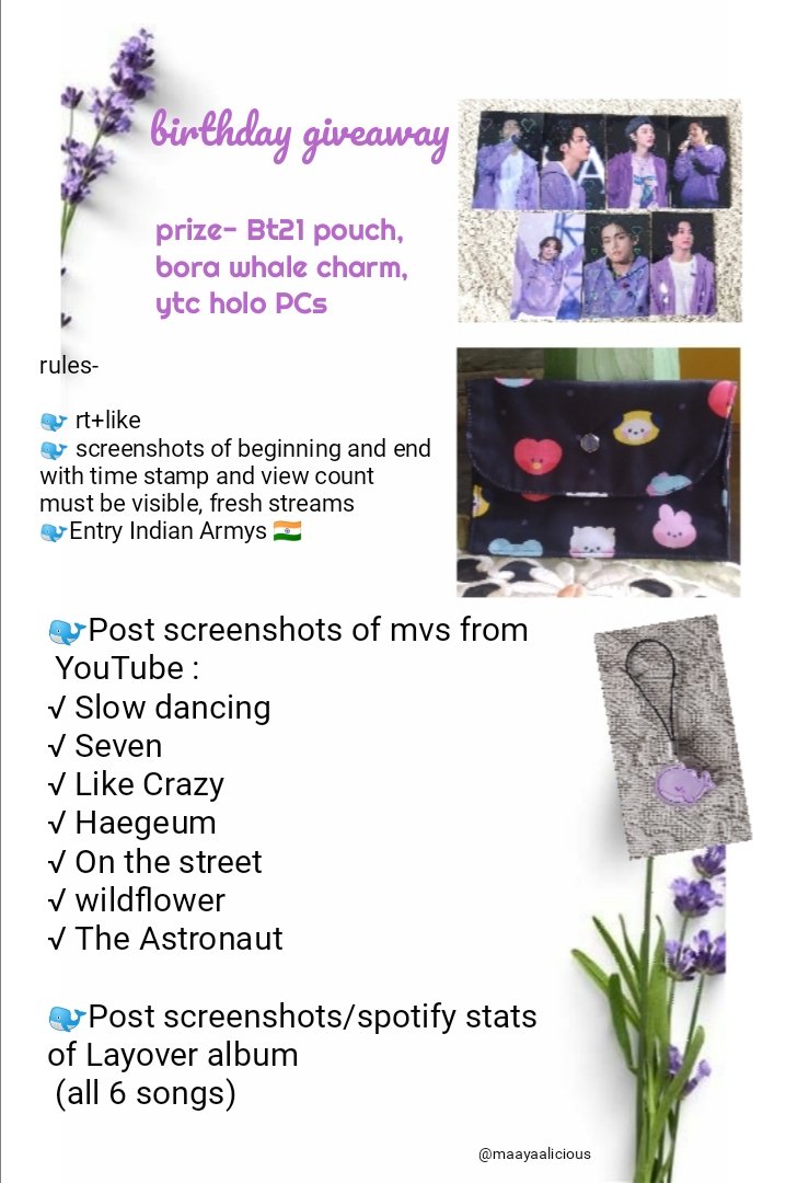maayaalicious's tweet photo. Birthday Giveaway #4 

🐋Read all the rules carefully. 
🐋Rt+like 
🐋Post all the mentioned mvs and songs here with your Watermarked twt id, fresh streams. 
🐋Open For Indian Armys 🇮🇳
🐋 Ends - 23 Sept, 7pm ist
#GiveawayAlert https://t.co/nZ0kdzJ8PZ
