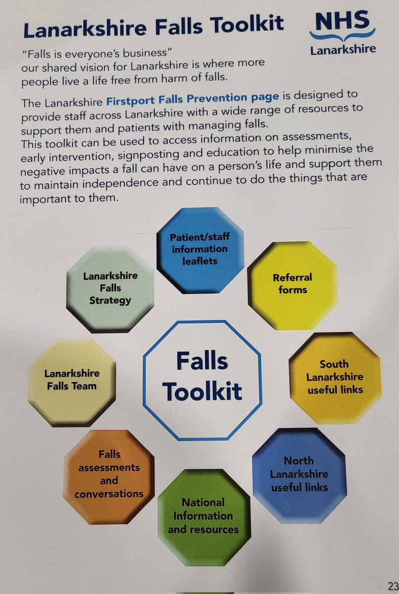 Did you know about @NHSLanarkshire Falls toolkit? Have a look on Firstport. You can find all the falls resources, I.e. referral forms, assessment forms #FallsAwarenessWeek #ThinkFalls @UHMonklands @WishawGen @wearehairmyres