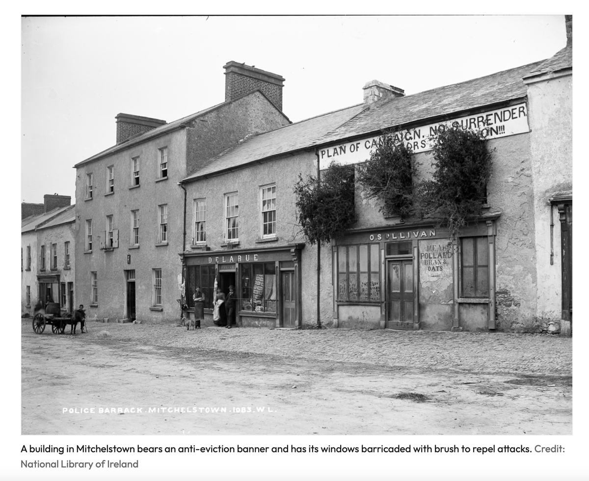 That evictions are still a regular occurrence in Ireland after all we have been through shows that the colonised became the colonisers image: anti-eviction banner from the archives of the @NLIreland #DerelictIreland #HousingCrisis #EvictionBan