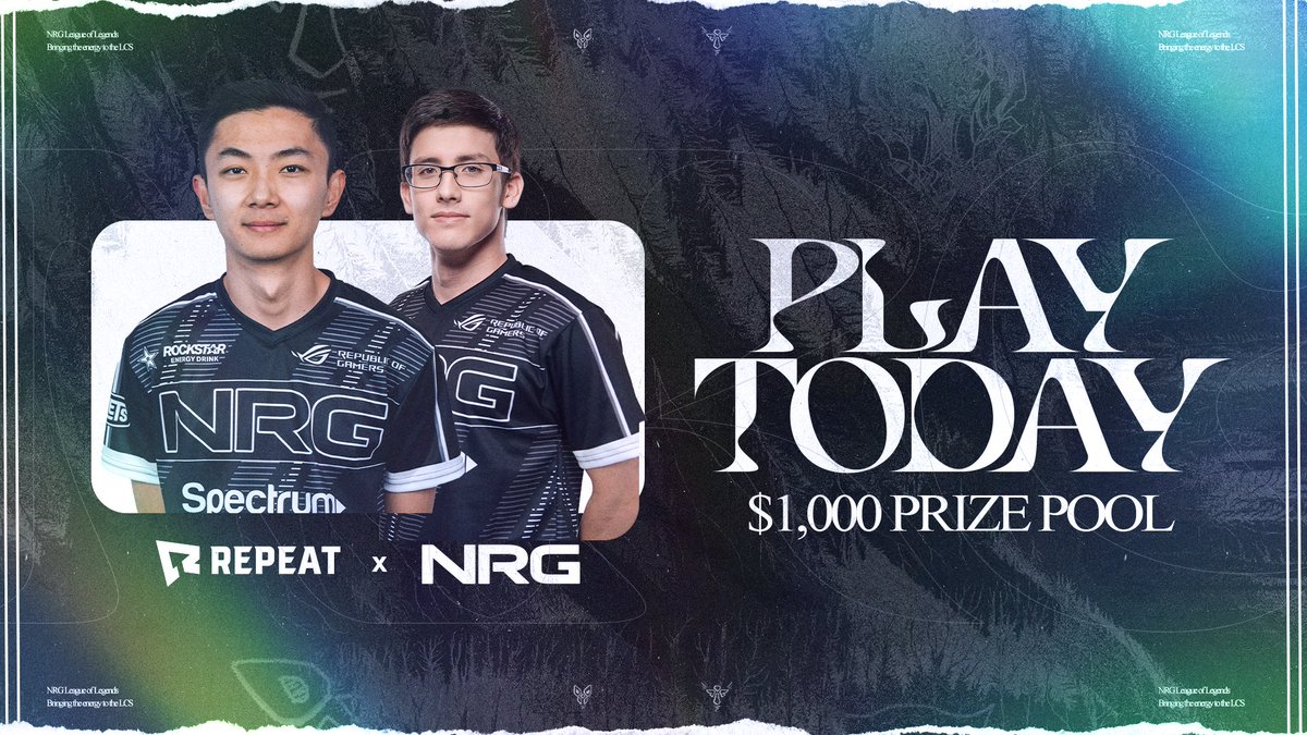 Logging onto twitter to tell you guys to sign up for the NRG x Repeatgg ranked tournament so you have the chance to picked for a coaching session with one of our fifty coaches. Tournament winners also get a part of the $5k total prize pool and a jersey! rpt.gg/nrgcoachtw