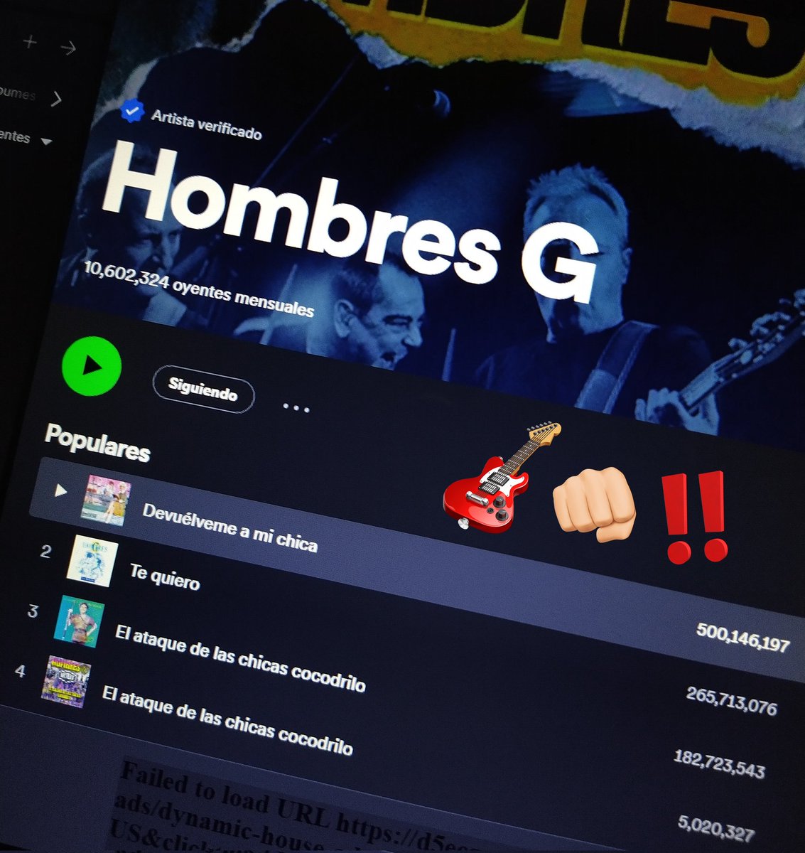 DIDiegoCL's tweet photo. En plena celebración de 40 años @HombresG supera las 500 millones de reproducciones de #SufreMamon en Spotify.
Vamooos!!!
Felicidades 💥
@DavidSummersHG @Dani_Mezquita @rafahg @JaviMolinaHG https://t.co/Yr0249i4zG
