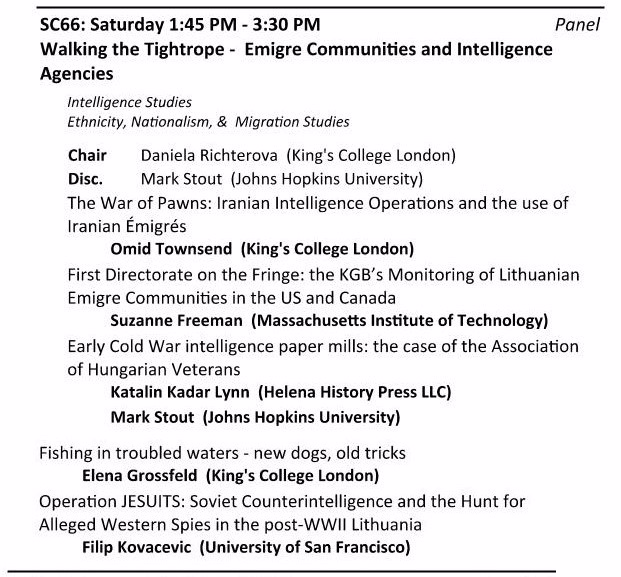 ChekistMonitor's tweet photo. 👀The all-star #intelhistory panel at the upcoming International Studies Association Conference in San Francisco in April 2024. @SocIntelHist @isanet https://t.co/ULtYj0tzIy
