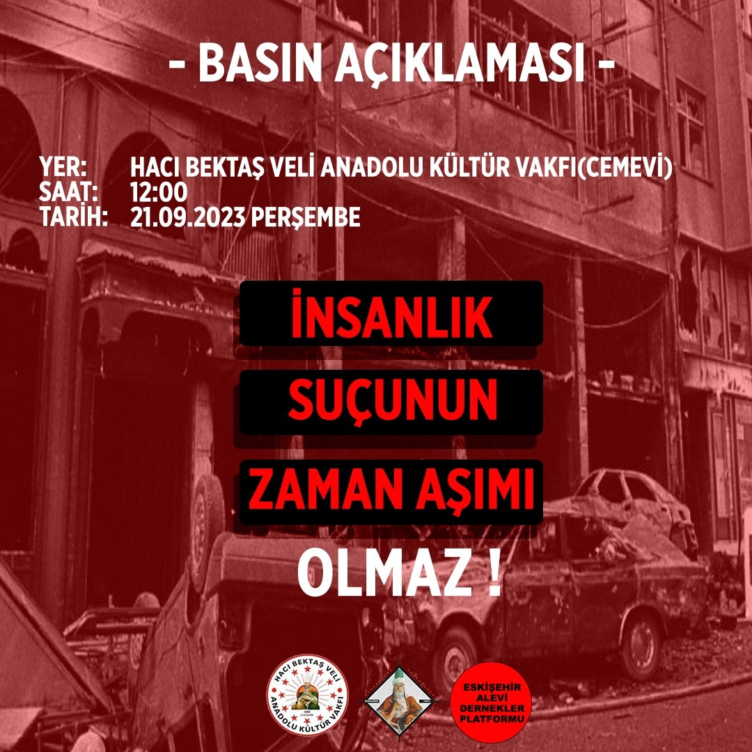 LgMahsuni's tweet photo. DUYURU
BASIN AÇIKLAMASINA DAVET

İNSANLIK SUÇU'NUN ZAMAN AŞIMI OLMAZ

Değerli canlar sevgili üyelerimiz hepinizin malumudur SİVAS MADIMAK Davası maalesef kabul edilemeyecek bir şekilde geçen hafta ZAMAN AŞIMI Sebebiyle düşürüldüğü dava sonlandırıldı👇👇👇👇👇👇👇 https://t.co/07liHpWy5z