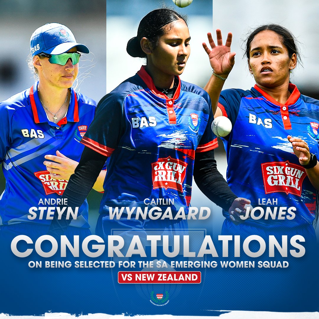 Congratulations to our players after being included in the SA Emerging Women 13 player squad to go up against New Zealand in a once-off, 50-over warm-up clash to be held at Willowmoore Park on 21 September. 🏏💃😍💙 

#wpcricket #westernprovince