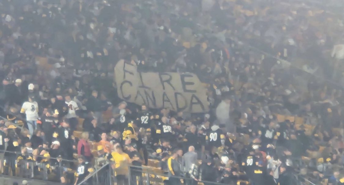 Yinz had a Huge Fire Canada Sign in the stands. #Steelers #NFL
