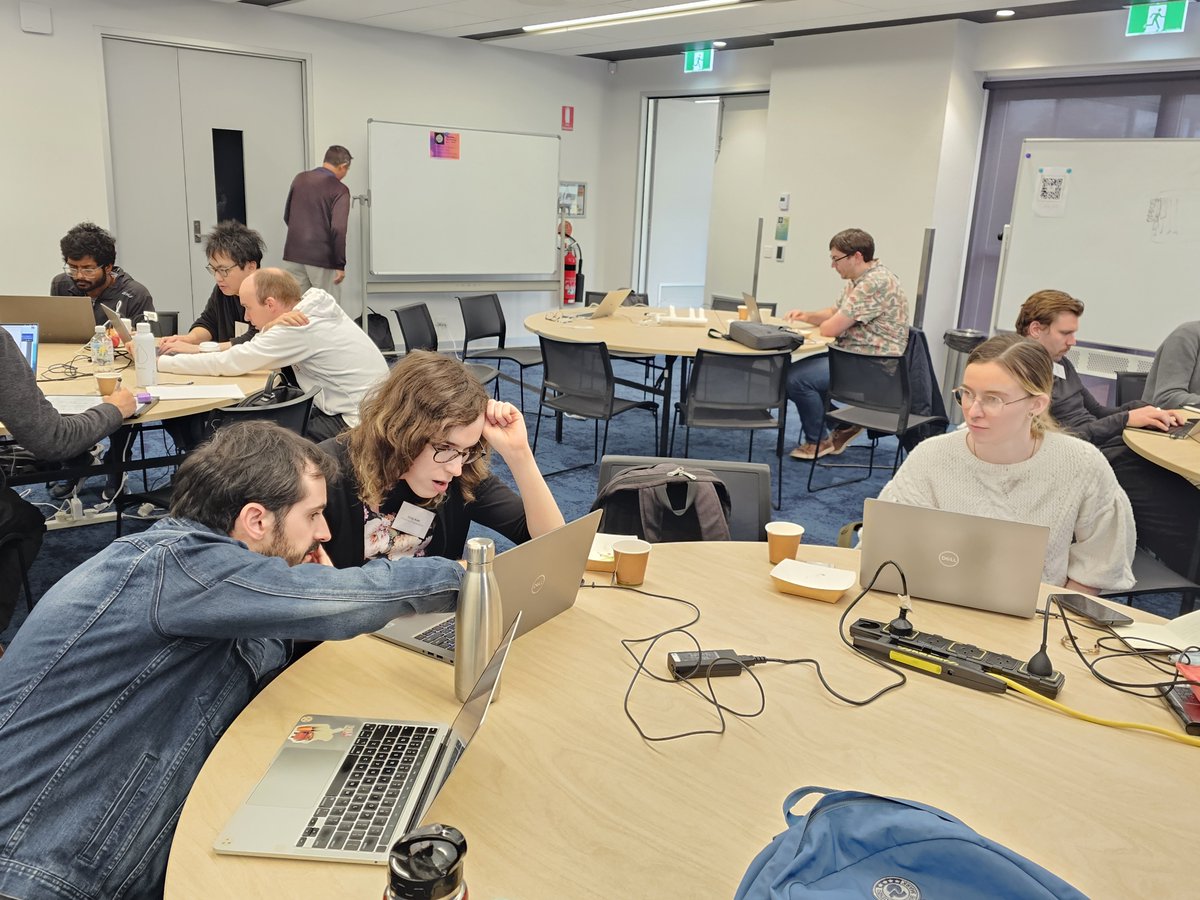 PawseyCentre's tweet image. This morning kicked off our PaCER with a review of day one&apos;s achievements. Our brilliant mentors strategise for the day ahead. As we dive into day 2, our teams are charged up and ready to propel themselves closer to @setonixHPC GPUs! 🚀

#KeepHacking #Collaboration #HPC