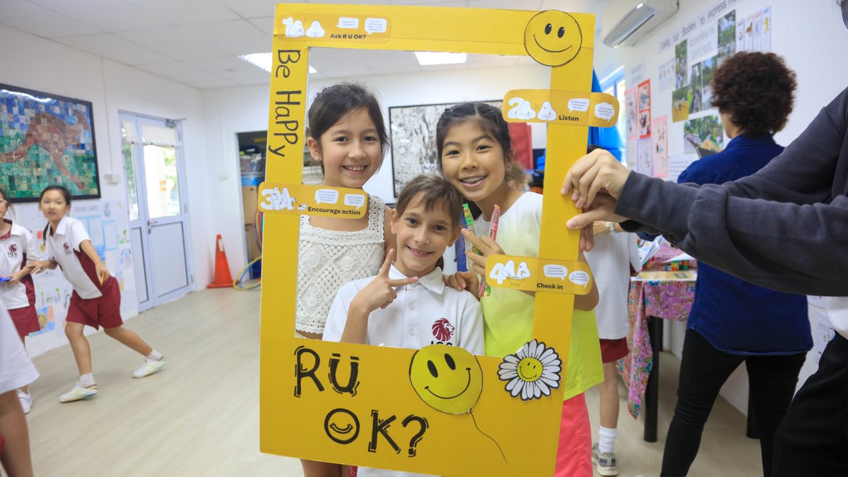 ISSIntSch's tweet photo. Last week, we celebrated R U OK? Day, promoting mental health awareness and foster a culture of openness and support. Similar to 'Our Kampong Spirit', we create a close-knit and supportive community where everyone matters.

#Actwithcare #Educatingtomakeadifference https://t.co/F4Ri85M2fr