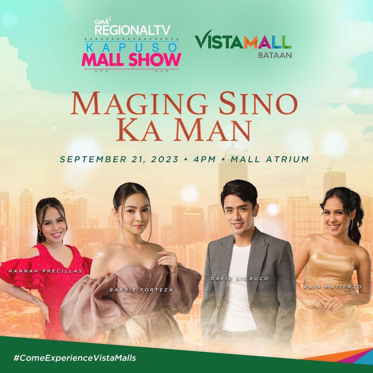 Kapuso Mall Show with Barbie Forteza, David Licauco, Rain Matienzo &amp; Hannah Precillas.

September 21, 2023, Thursday 4:00 PM
Vista Mall Bataan

#BarDa #BarbieForteza #DavidLicauco 
#MagingSinoKaManGMA 

<a href="/dealwithBARBIE/">Barbie Forteza</a> <a href="/davidlicauco/">David Licauco</a>