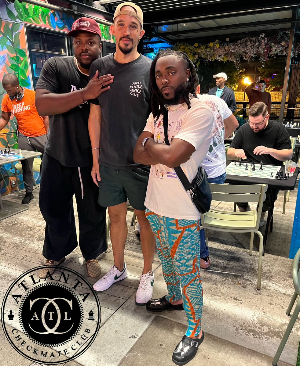 Checkmate Mondays. Had the honor to teach my man <a href="/Winston_Duke/">Winston Duke</a> the game of chess. Played against <a href="/earthgang/">EARTHGANG</a> as well, learned from that one but excited for the rematch ♟️ #chess #atlanta