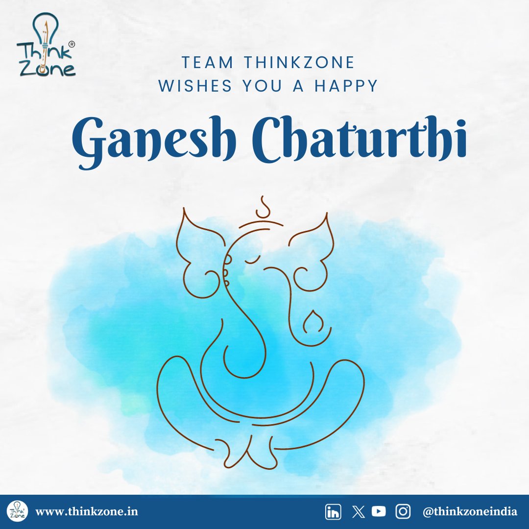 Team #ThinkZone Wishes you a Joyous #GaneshChaturthi! 

We believe that #knowledge is the greatest treasure, and on this auspicious occasion of #Ganesh Chaturthi, let’s seek the blessings of Lord Ganesha, the remover of obstacles, to illuminate our path toward #learning &amp; growth.