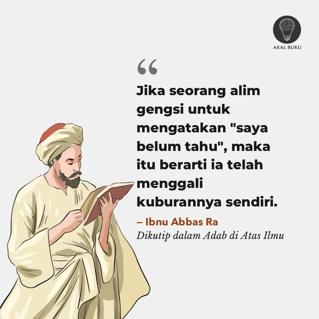 AkalBuku's tweet photo. Jangan malu bagi murid untuk berkata 'saya belum paham' dan jangan gengsi bagi guru untuk berkata 'saya belum tahu'. Karena hal itu akan membawa keselamatan di kemudian hari. https://t.co/NWcFAnEYiP