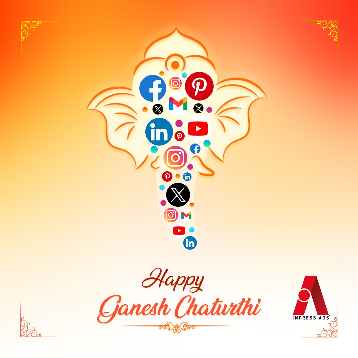 ImpressAds's tweet photo. Wishing you a joyful and blessed Ganesh Chaturthi! May Lord Ganesha remove all obstacles in your life and bring happiness to your life.
#impressads #digitalmarketing #adagency #ganeshchaturthi #wishes #happiness #prosperity https://t.co/pFLiUXXijy