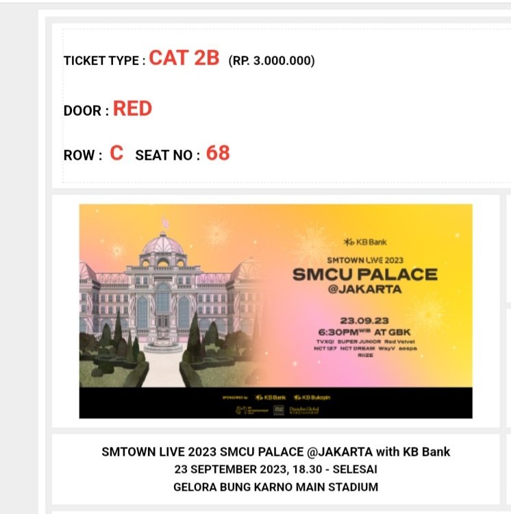 AlvioSindy's tweet photo. I'm looking for ticket 
Cat 1 F or 2 B 

Please  send me a DM! 💓

#SMTOWNJAKARTA2023 
#SMCU 
#SMCU2023 
#SMTOWNinJakarta2023 https://t.co/LbXa049okK