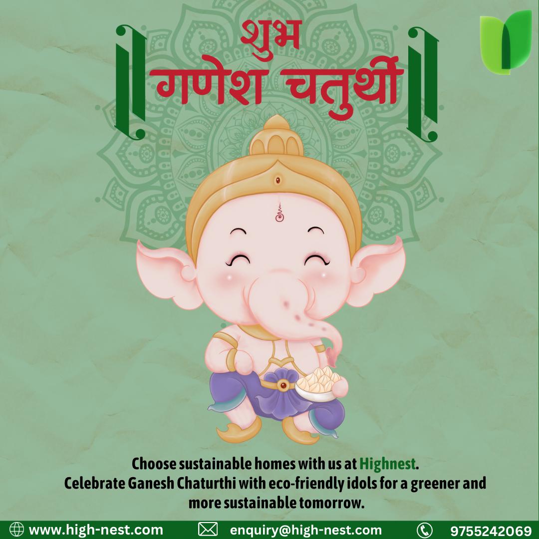 Highnest sends warm wishes for a green and blessed Ganesh Chaturthi!🌿🐘 श्री गणेश🕉️ For free consultation: high-nest.com ✉️ enquiry@high-nest.com #Sustainability #ecofriendlydesign #GaneshChaturthi2023 #GaneshChaturthi #ganeshachaturthi #